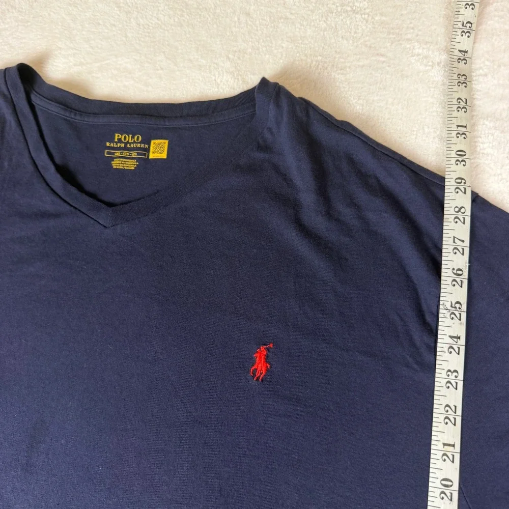 Polo Ralph Lauren 4XB Big & Tall Mens V-Neck T-Shirt Navy Blue Red Pony Logo